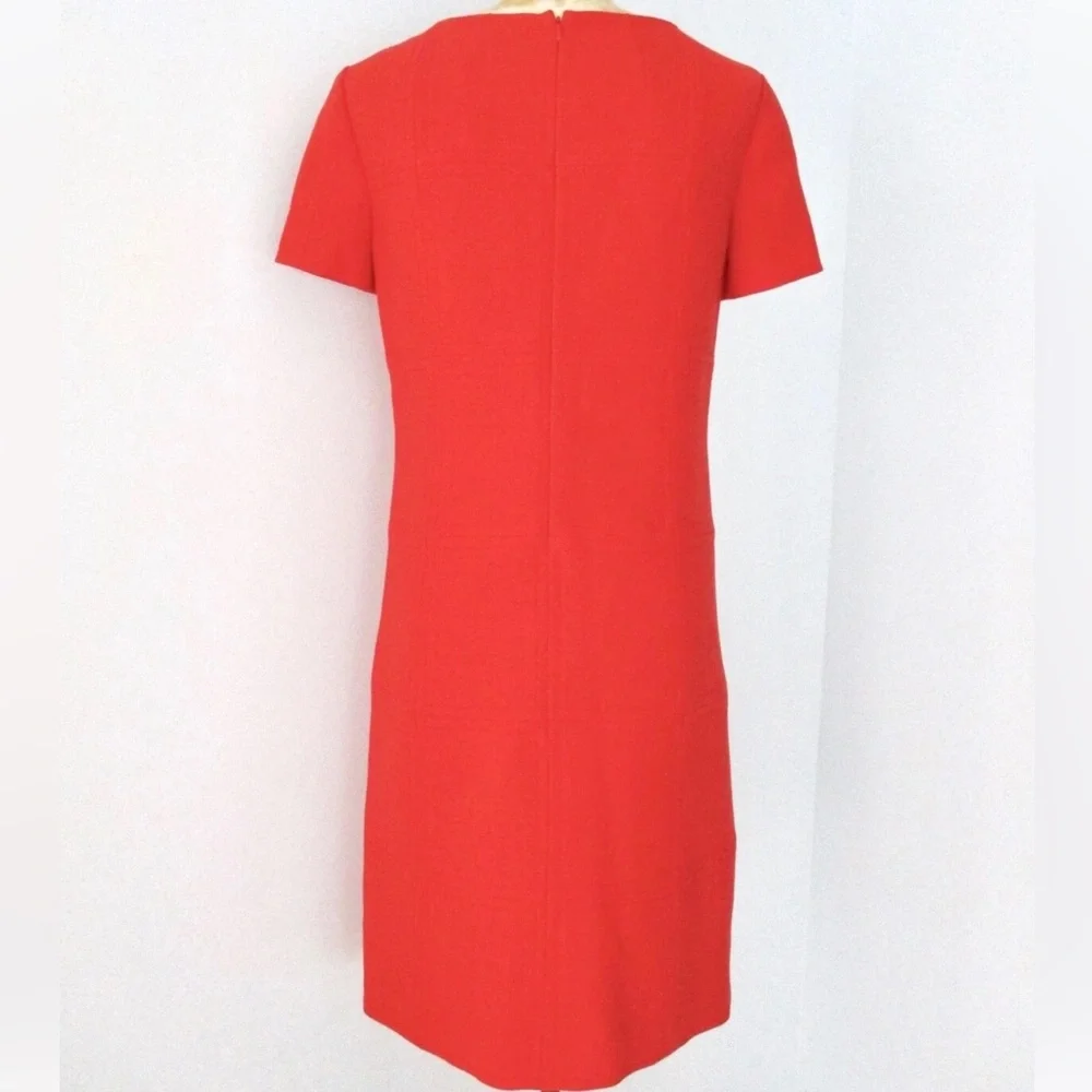 Tory Burch Red Poly Wool Stretch Shift Dress Patchwork Stitching Size 2
